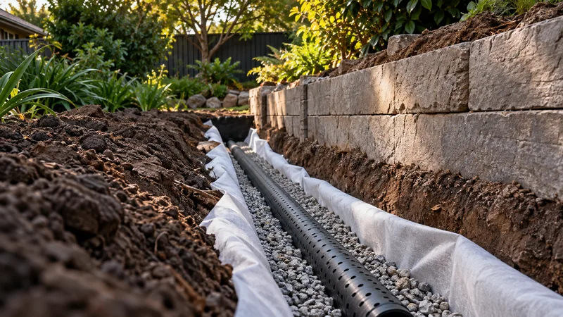 Illustration of subsoil drainage in an Australian residential setting